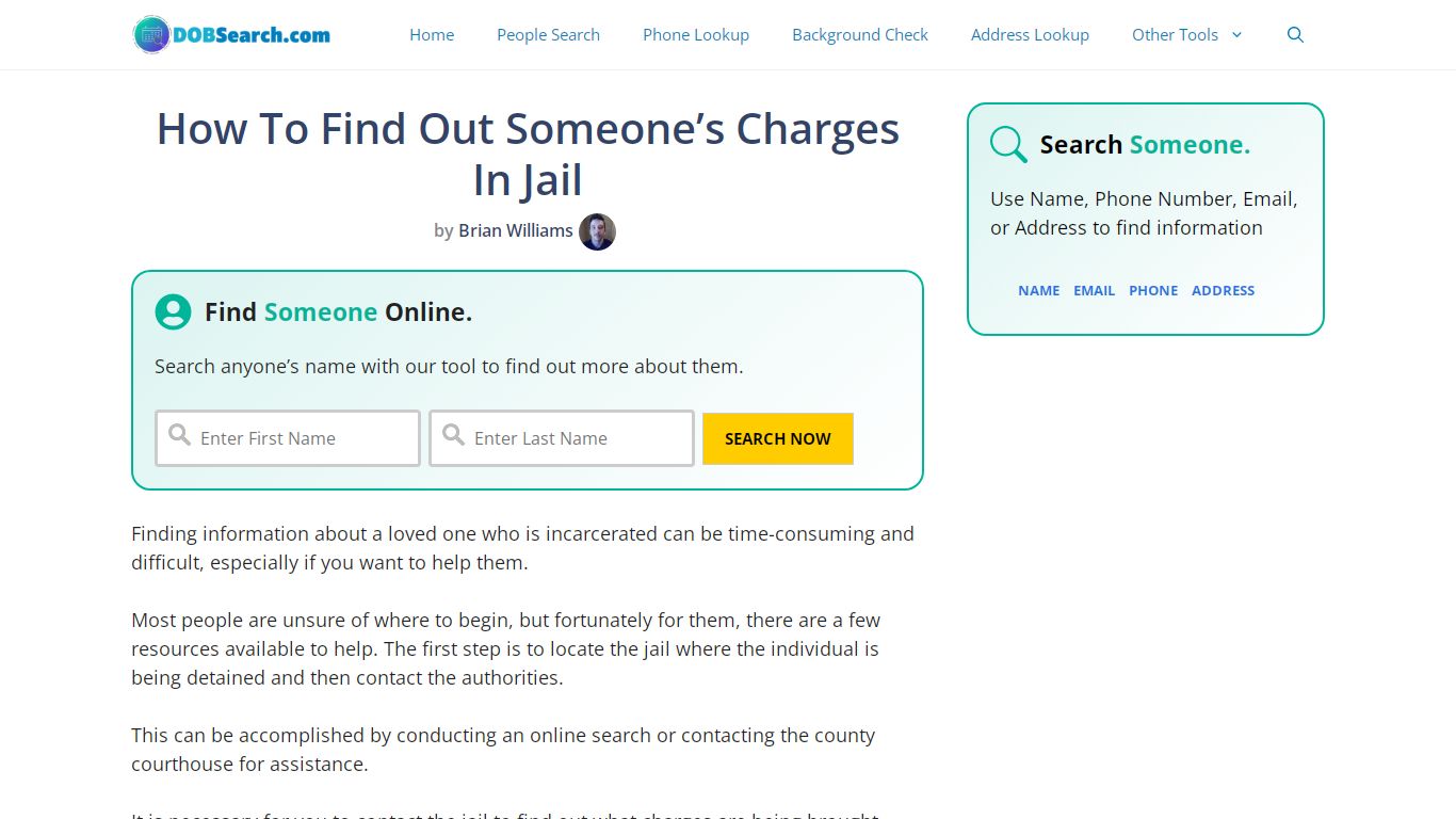 How To Find Out Someone’s Charges In Jail - DOBSearch.com